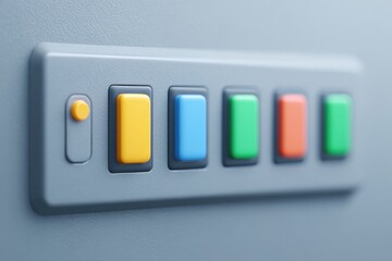 Poster - lathe control panel with colorful buttons on industrial grey