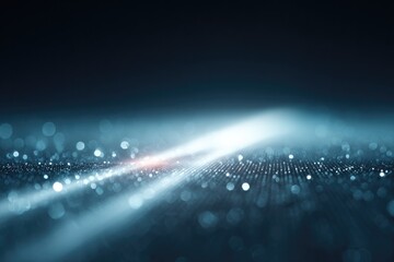 Poster - close-up of glowing energy beam intersecting glass texture with dot grid shadows on light background