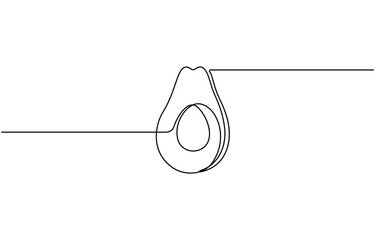 Fototapete - Avocado Single Line Icon, Continuous one single minimal line drawing Avocado, Sketch and Doodle Design. Avocado continuous line drawing vector illustration.