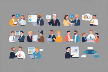 Poster - Diverse group of business professionals collaborating and presenting data on laptops charts and graphs in a modern office setting