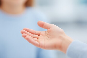 Poster - close-up of child hands gesturing while talking emotionally with adult just off frame