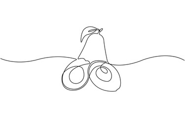 Fototapete - Avocado Single Line Icon, Continuous one single minimal line drawing Avocado, Sketch and Doodle Design. Avocado continuous line drawing vector illustration.