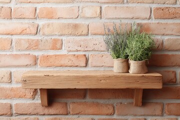 Poster - exposed brick wall with mounted dried herbs in farmhouse hallway