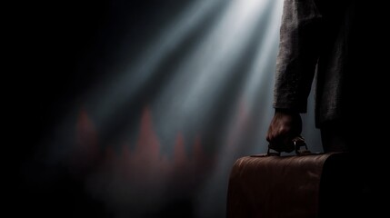Poster - Businessman in the spotlight with charts