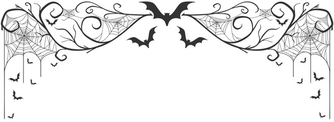 Wall Mural - spooky Halloween dividers, bats and spiders. vector eps