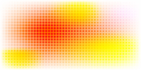 Poster - Bright and colorful abstract design featuring warm tones ranging from yellow to red. Circular dot patterns create an appealing gradient effect, perfect for modern,