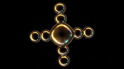 Poster - Glowing Geometric Shape Seamlessly Animated Against Black Background