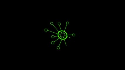 Network connecting animation icon on black background. Business, Technology, Internet and network animation concept