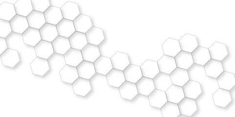 Fototapete - Abstract white hexagon concept background, soft white background, beautiful geometric pattern white gray hexagonal, illustration geometry science and technology.