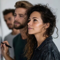 Poster - A group of professionals brainstorming on a whiteboard