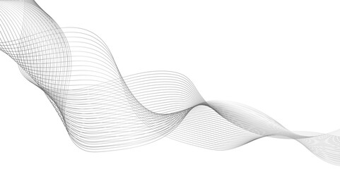 Fototapete - Abstract wavy line black stream element for design, illustration of overlapping curved gray line forming a flowing wave pattern on a white background, abstract vector modern gradient white background.