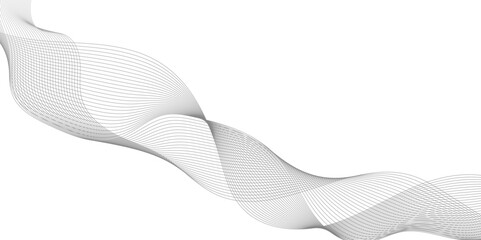 Fototapete - Abstract wavy line black stream element for design, illustration of overlapping curved gray line forming a flowing wave pattern on a white background, abstract vector modern gradient white background.