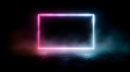 Poster - Glowing neon frame in the dark