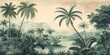 © Ilie - Wallpaper serene tropical landscape painting in pastel tones
