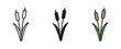 © Habiba Anika - Cattail wetland plant icon set , vector illustration .