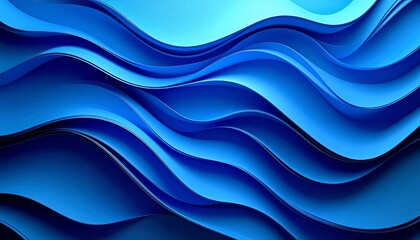 Aufkleber - Abstract Blue Waves: A Symphony of Curves and Shades