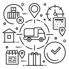 Fototapete - Social media and web icon set: a vector illustration of internet technology symbols for business design