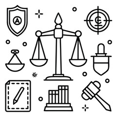 Fototapete - Justice scales icon vector illustration: a balanced symbol of law