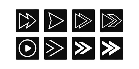 Poster - Eight Squares with Forward Arrows Play Icon on vector