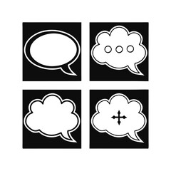 Fototapete - Four speech bubbles with different shapes symbols on a talk communication