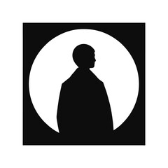 Poster - Silhouette a Person in Profile Inside a Circle on a Square shape