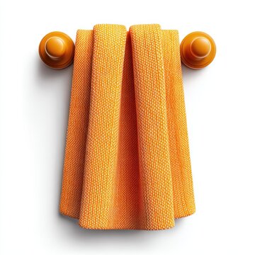 Orange fabric draped on wall mounts.