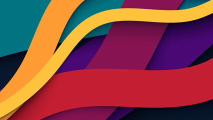 Poster - Colorful Abstract Grunge Background with Curved Stripes and Vibrant Design