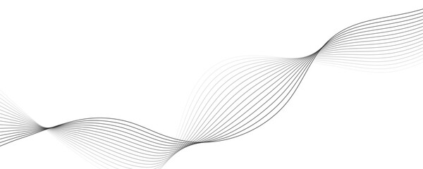 Poster - Abstract black wave dynamic curve lines on transparent background with flowing particles. Digital energy waves technology concept. Modern backdrop design for business, presentation, banner.