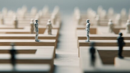 Poster - Miniature figurine on a table representing ai business benchmarking tool concept for comparing performance metrics