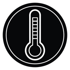 Poster - Black and white circular icon with a thermometer symbol inside