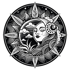 Poster - Detailed Black and White Stylized Illustration Design