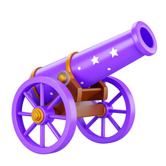 Poster - Lavender Firework Cannon Icon with Tilted Barrel on Transparent Background in 3D Rendering