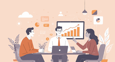 Poster - Collaborative Business Team Analyzing Upward Trending Graph