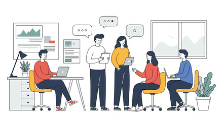 Poster - Collaborative Team in Modern Office Setting with Casual Style