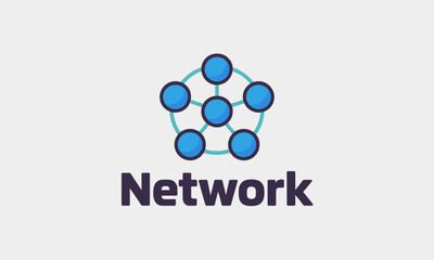 Poster - Connected Blue Spheres with Teal Lines Forming a Network Illustration