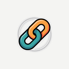 Poster - Interlocked Orange and Teal Chain Links with Bold Black Outlines, Stylized Design
