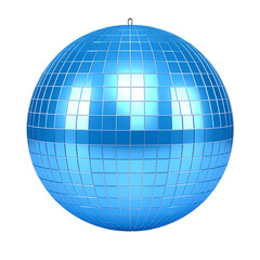 Poster - Light Blue Disco Ball Icon with Mirrored Pattern in 3D Rendering on Transparent Backdrop
