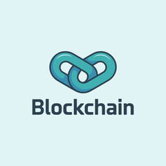 Poster - Teal Heart-Shaped Blockchain Logo Design