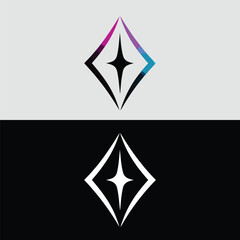 Poster - A vibrant abstract diamond logo design with a star is isolated on a split background