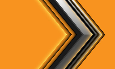 Poster - Abstract grey arrow metallic black geometric design modern futuristic technology on yellow background vector