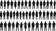 © Sagor Creatives - Silhouettes of diverse business people standing in rows, professional group team concept, corporate diversity set, isolated black vector illustration