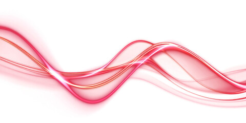 Canvas Print - abstract neon wave on transparent background. red glowing wavy line. design element. energy. movemen