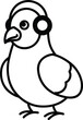© Puja - Adorable Pigeon Wearing Headphones Cute Bird Illustration