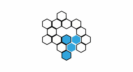 Poster - Abstract representation of interconnected hexagons with a cluster of blue hexagons visible below