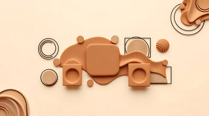 Poster - Beige geometric shapes create an abstract design