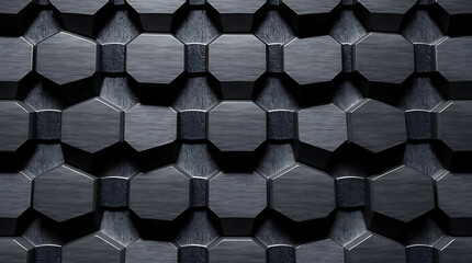 Poster - A dark hexagonal pattern forms a textured geometric background