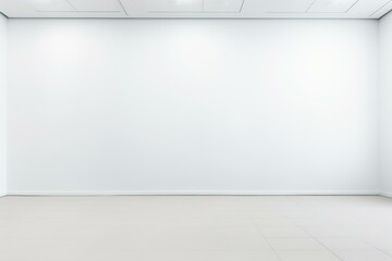 Poster - Modern minimalist interior design featuring an empty white room with tiled floor and ceiling lights