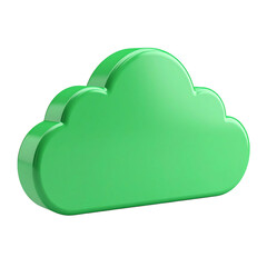 Poster - Mint Green Cloud Icon with Soft Curved Form Floating Gently on Transparent Background