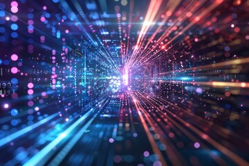 Fototapete - Abstract representation of information traveling at the speed of light