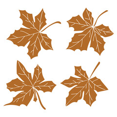Wall Mural - Brown maple leaf nature collection. Vector illustration.